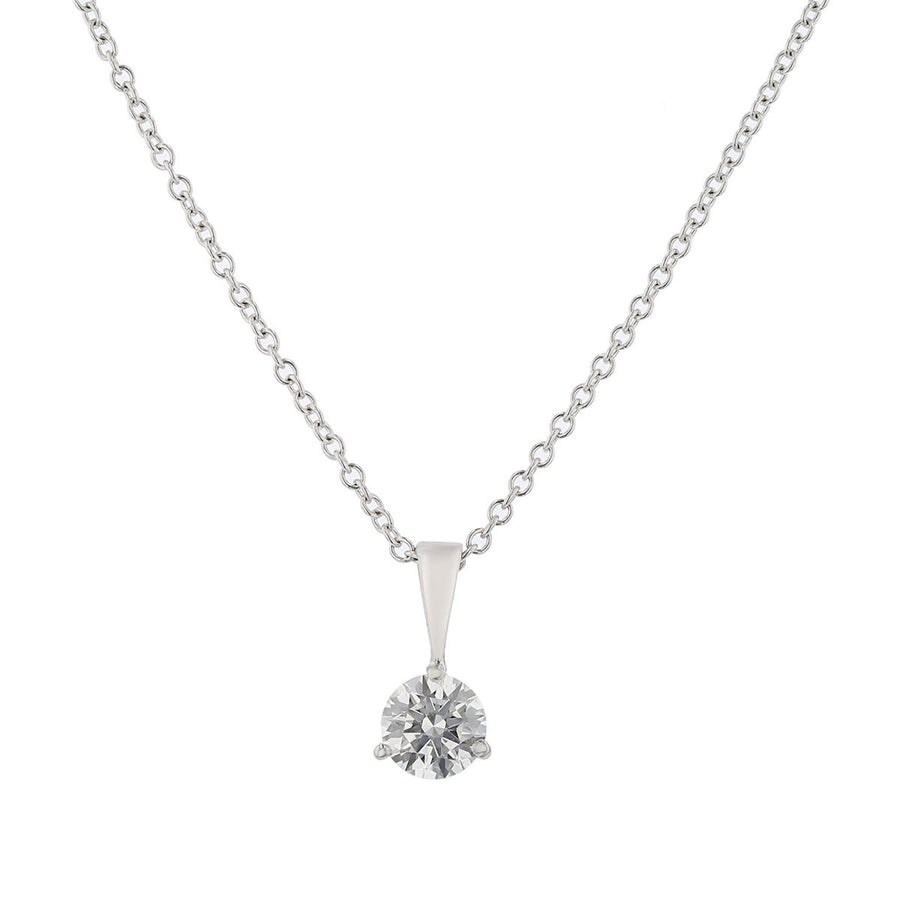 0.51ct Fire & Ice Round Brilliant Diamond Pendant in 18K White Gold, 18" chain