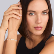 Caviar Spark Diamond Wave 45mm Station Bracelet in Sterling Silver, size 7