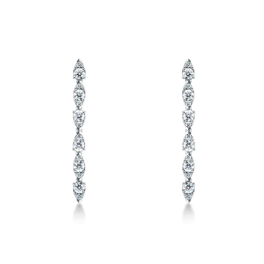 Aerial Dewdrop Stiletto 1.19-1.25Ct Diamond Dangle Earrings in 18K White Gold
