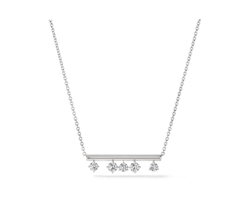Barre 0.45-0.55ct Diamond Bar Necklace in 18K White Gold, 18"