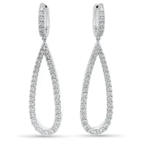 Essential 1.50-1.69ct Diamond Teardrop Earrings in 18K White Gold