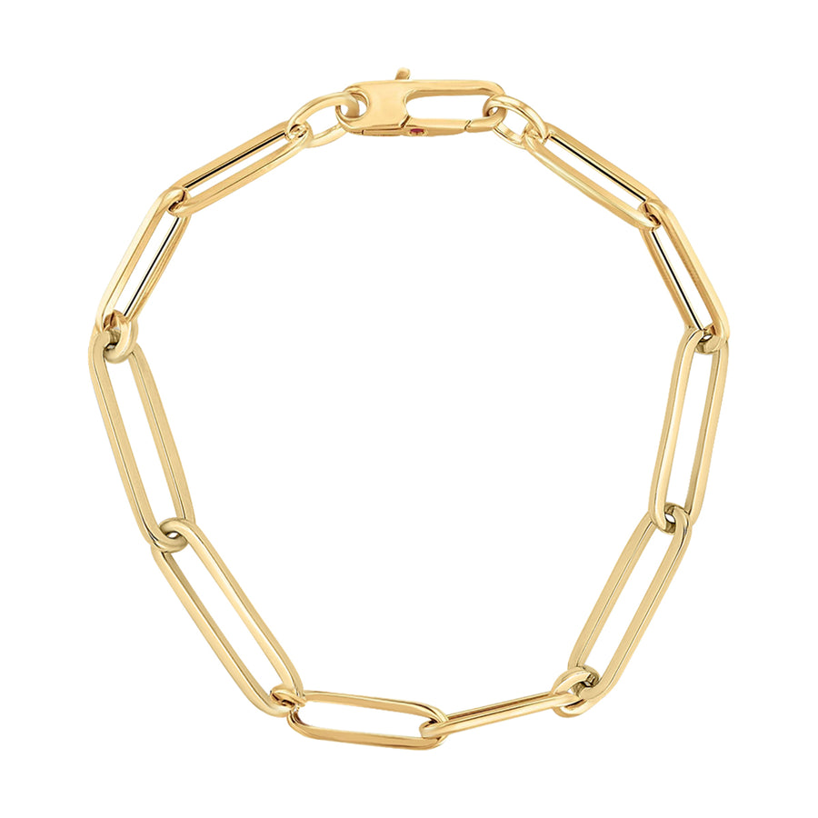 Designer Gold Alternating Paperclip Link Bracelet in 18K Yellow Gold, 7.25"