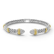 Caviar Versa Diamond Cuff Bracelet in Sterling Silver and 18K Yellow Gold, size 7