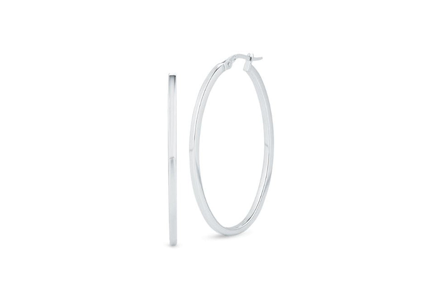 Perfect Oval Hoop Earrings in 18K White Gold