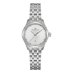 30mm Hamilton Jazzmaster Lady Quartz Watch in Stainless Steel with Silver Index Dial, Date Window, and Bracelet