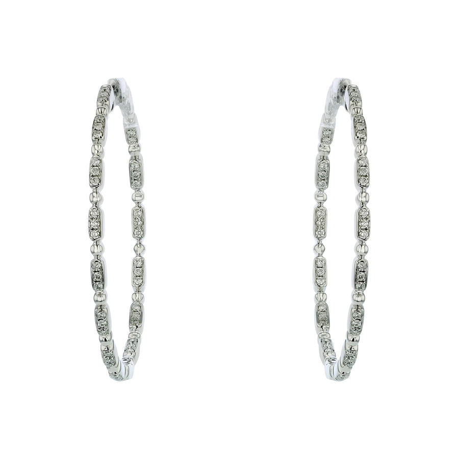 Stackable 0.85ct Diamond Hoop Earrings in 14K White Gold