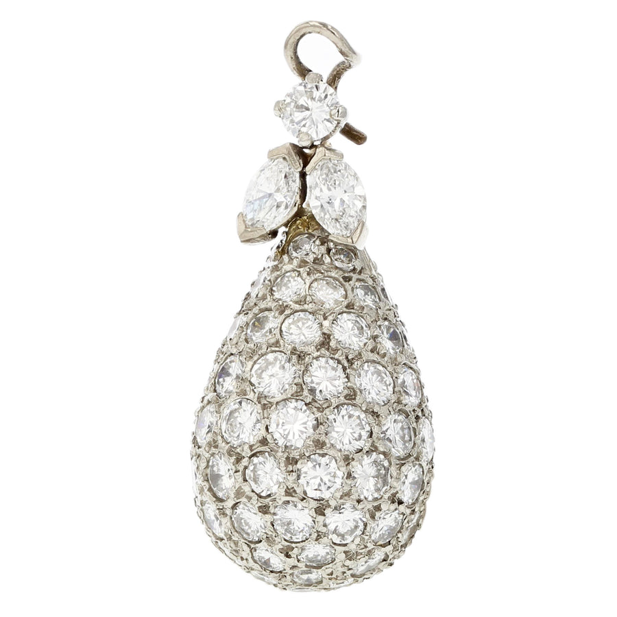 0.22ct Round Diamond, 4.40ct Diamond, and 0.50ct Marquise Diamond Pear-Shaped Pendant in Platinum
