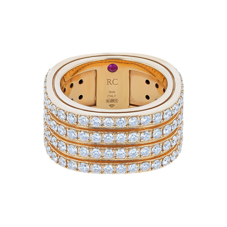 Portofino 2.00ct Round Diamond 4 Row Pave Ring in 18K Rose Gold , size 6