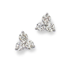 0.55Ct Diamond 3-Stone Cluster Studs in 18K White Gold