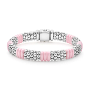 Pink Caviar 7 Station Bracelet in Sterling Silver and Ceramic, size 7