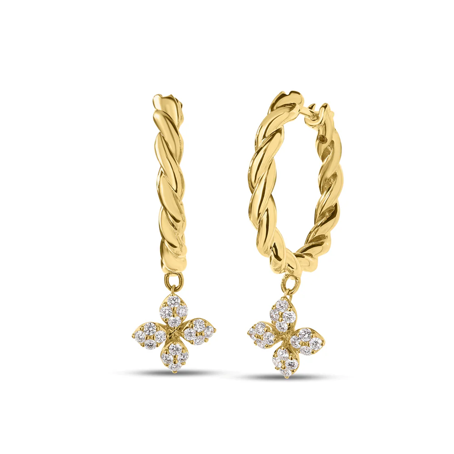 Love in Verona 0.27ct Diamond Twist Hoop Earrings in 18K Yellow Gold