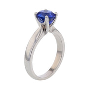 2.00ct Round Sapphire Solitaire 4 Prong Ring in 18k White Gold Size 6.5