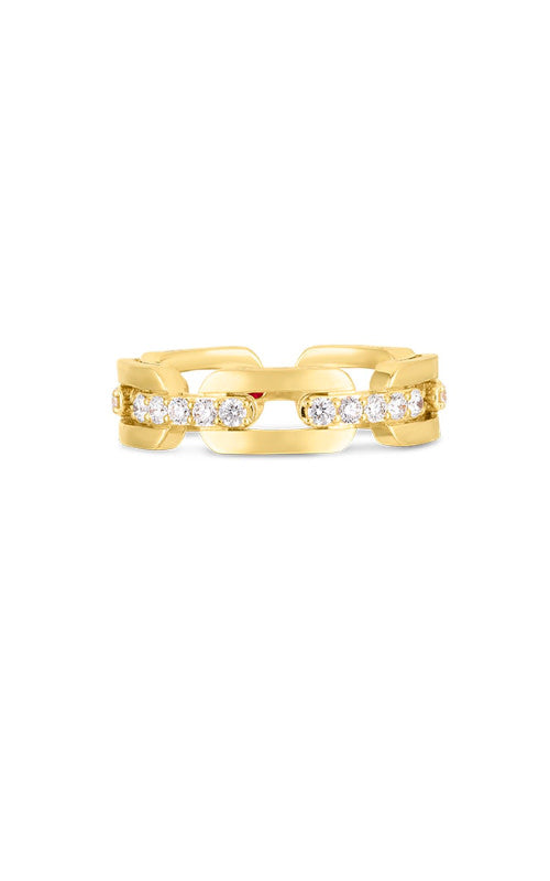 Navarra 0.55ct Diamond Hard Chain Ring in 18K Yellow Gold Size 6.5