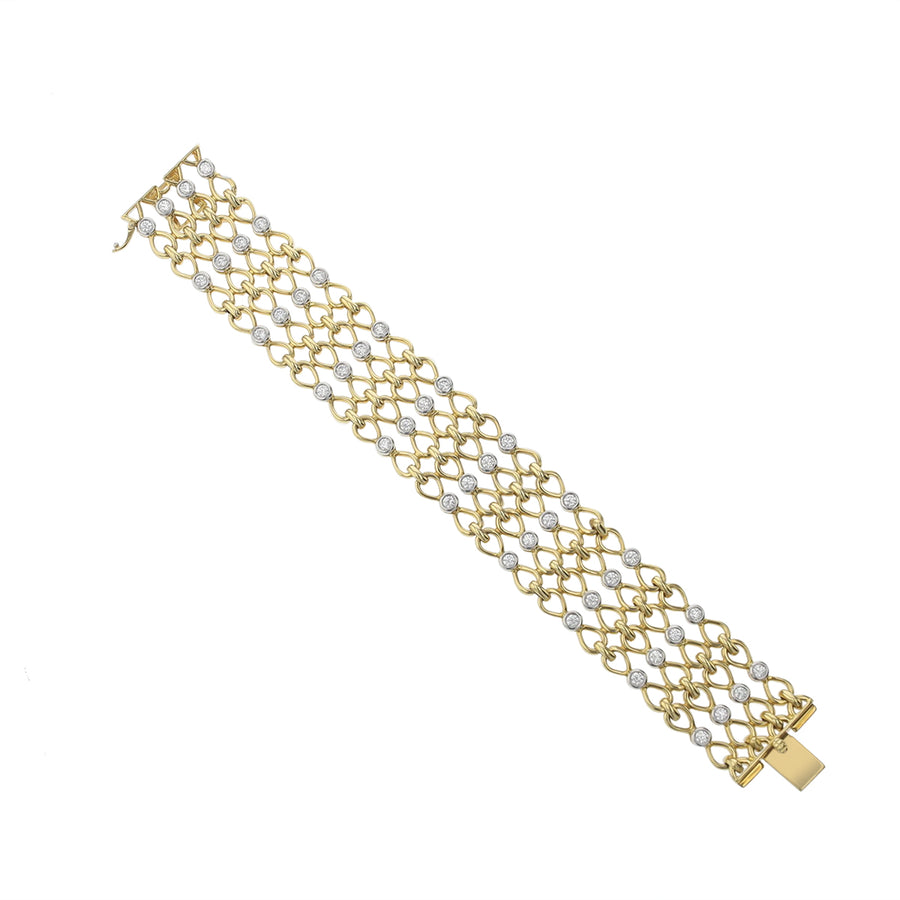 Tiffany & Co 3.82ct Round Diamond Necklace and Bracelet Set in 18K Yellow Gold and Platinum, 16" and 7"