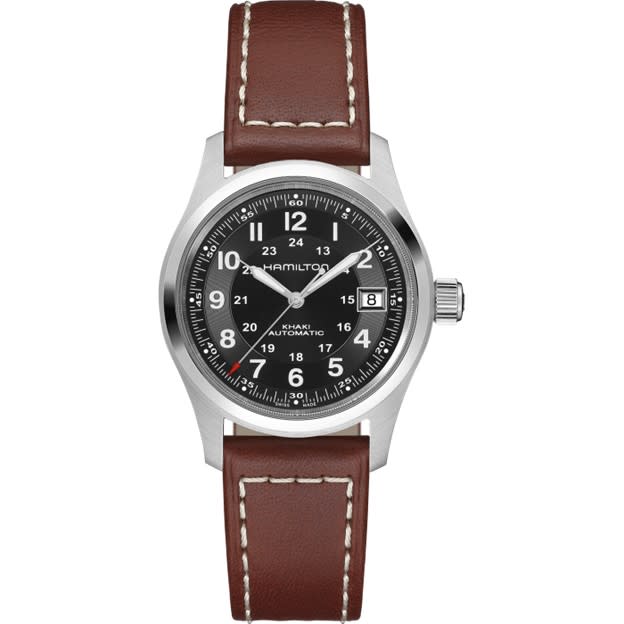 38mm Khaki Field Automatic Watch with Black Dial in Stainless Steel, Strap