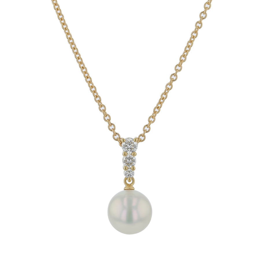 Akoya Pearl and 0.24ct Diamond Pendant in 18K Yellow Gold, 18" chain