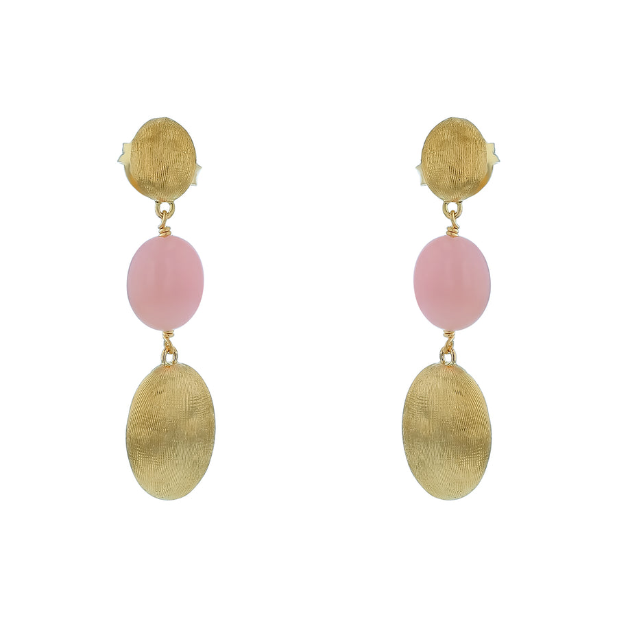 Siviglia Pink Opal Drop Earrings in 18K Yellow Gold