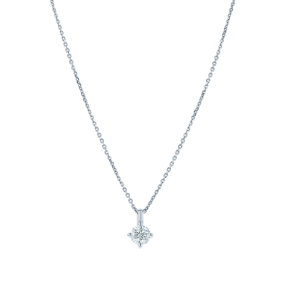 1.01ct Round Brilliant Diamond 4 Prong Solitaire Pendant in 14K White Gold, 16-18" chain