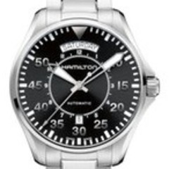 42mm Hamilton Khaki Pilot Day Date Watch with Black Dial and Bracelet