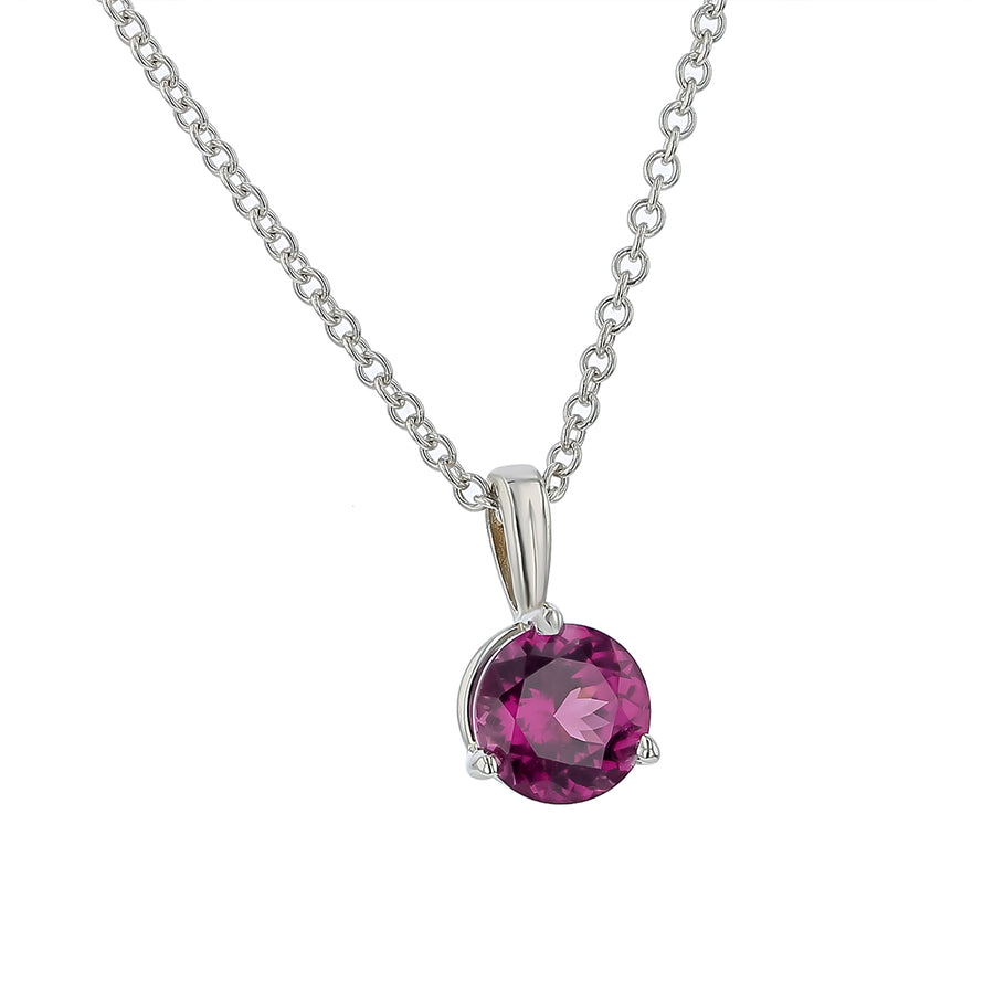 1.01ct Umba Garnet Solitaire Pendant in 18K White Gold, 18" chain