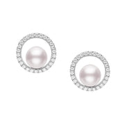 Classic Akoya Cultured Pearl Earring with Diamonds