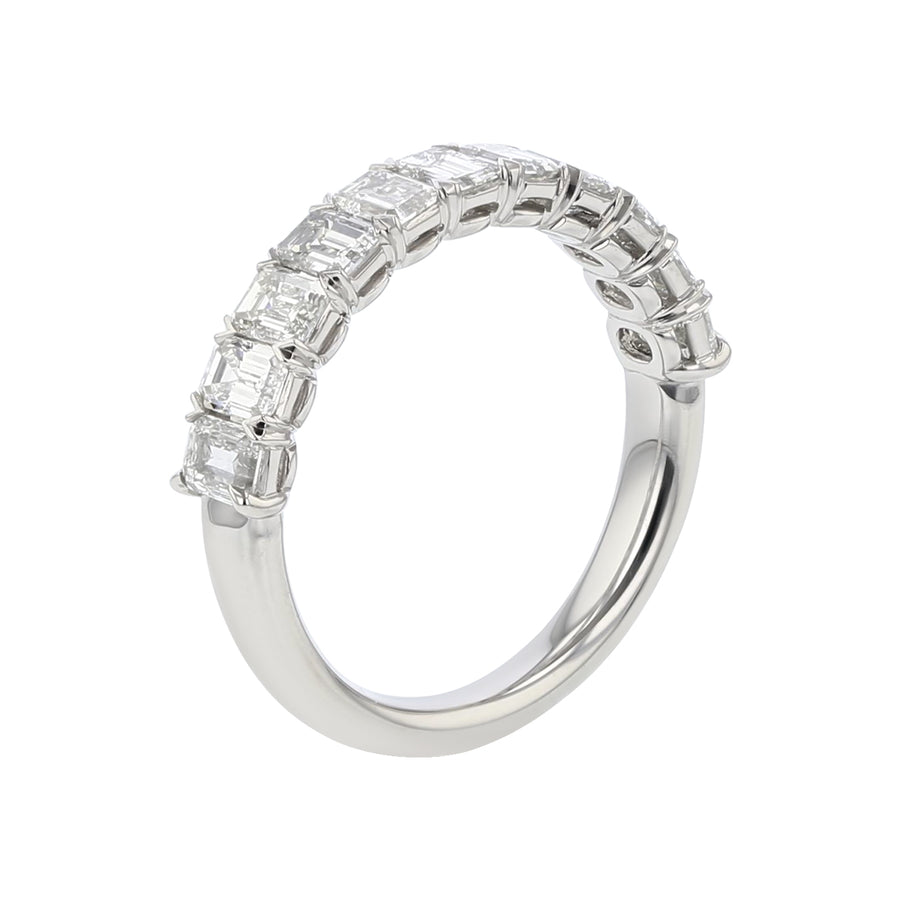 Grand Aire Emerald Cut Diamond Wedding Band in Platinum, Size 6