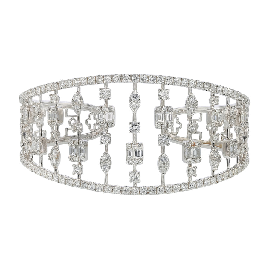 8.50ct Diamond Cuff Bracelet in 18K White Gold