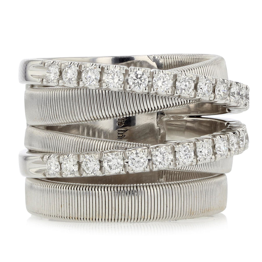Masai 0.65ct Diamond 5 Strand Ring in 18K White Gold, Size 7