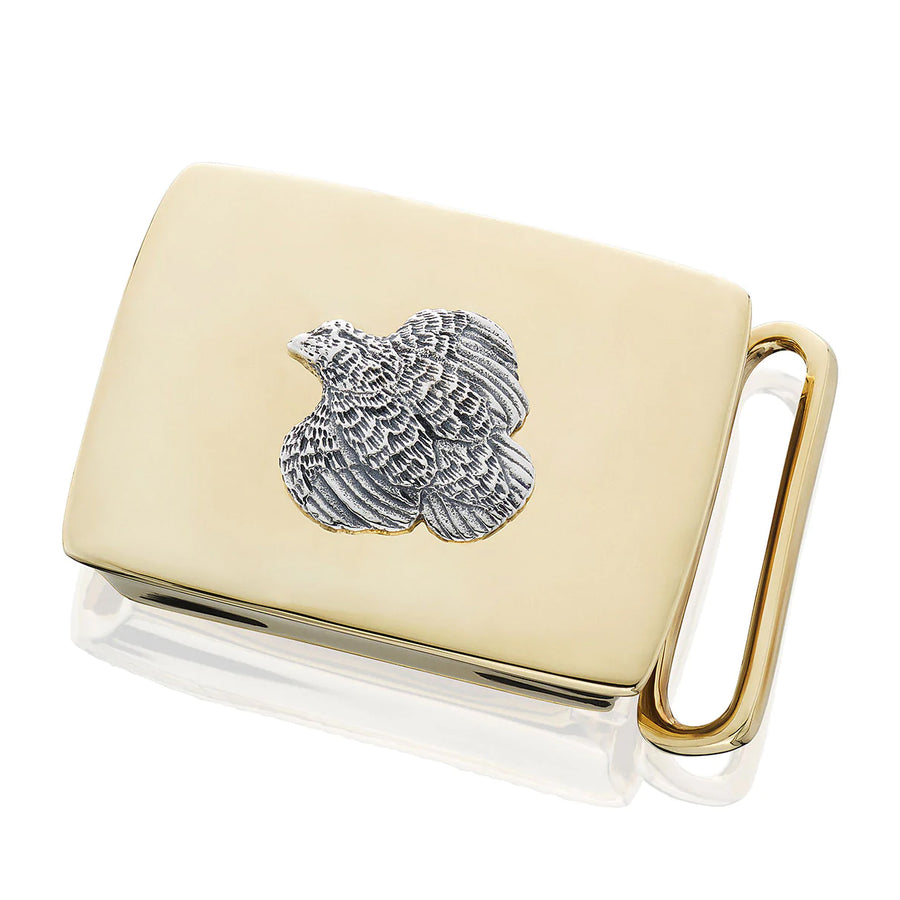 Sterling Silver and Brass Quail Belt Buckle