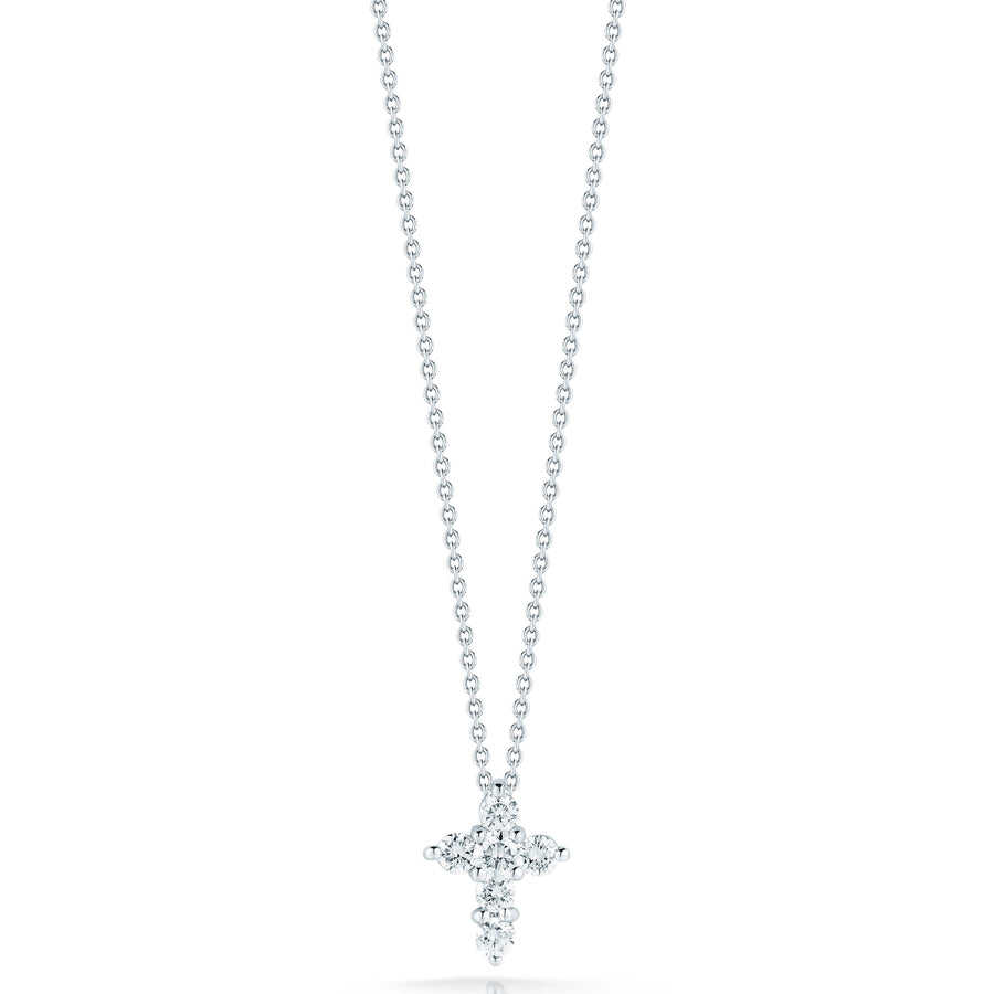 Tiny Treasures 0.20ct Diamond Cross Pendant in 18K White Gold, 18" chain
