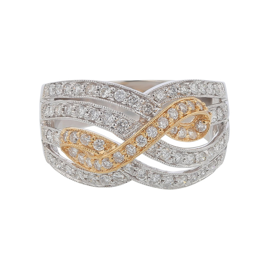 Diamond Ring in 18K Yellow and White Gold, Size 10.5
