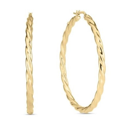 Twisted Hoop Earrings in 18k Yellow Gold