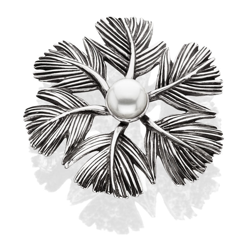 Pearl Feather Wreath Pin or Pendant in Sterling Silver