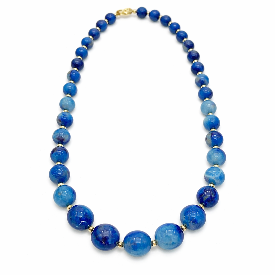 Beyond 324.85ct Lapis Lazuli Beaded Necklace in 18K Yellow Gold, 21"