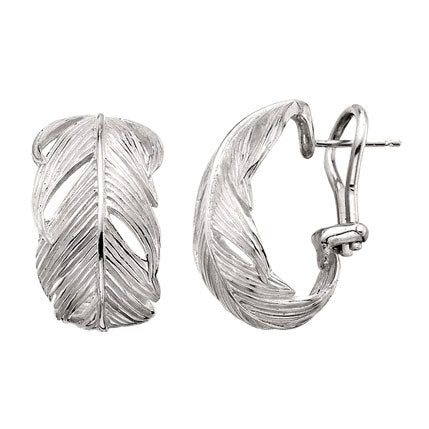 Narrow Feather Earrings in Sterling Silver