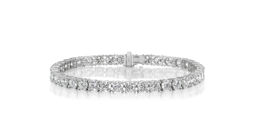 8.46ct Round Brilliant Diamond Line Bracelet in 18K White Gold, 7"