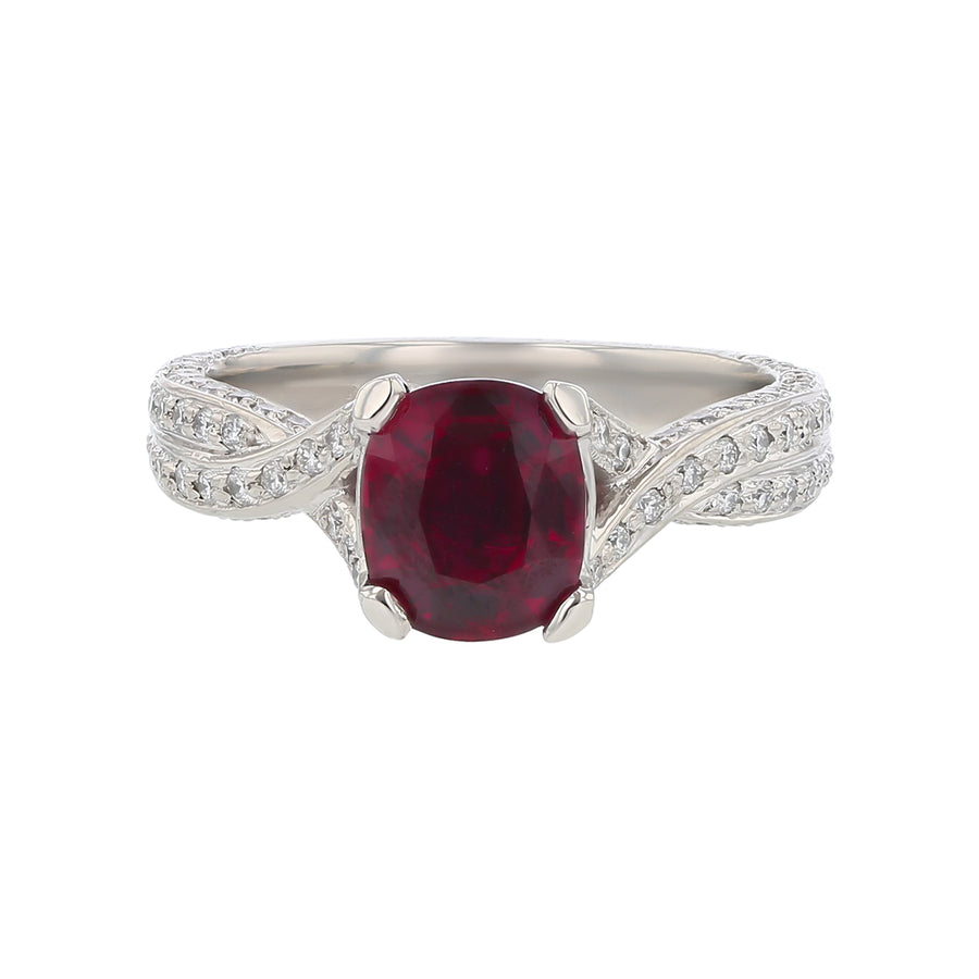 Mozambique Ruby and Diamond Ring in Platinum
