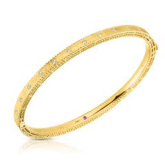 Princess 0.17ct Round Diamonds 3.9mm Bangle Bracelet in 18K Yellow Gold
