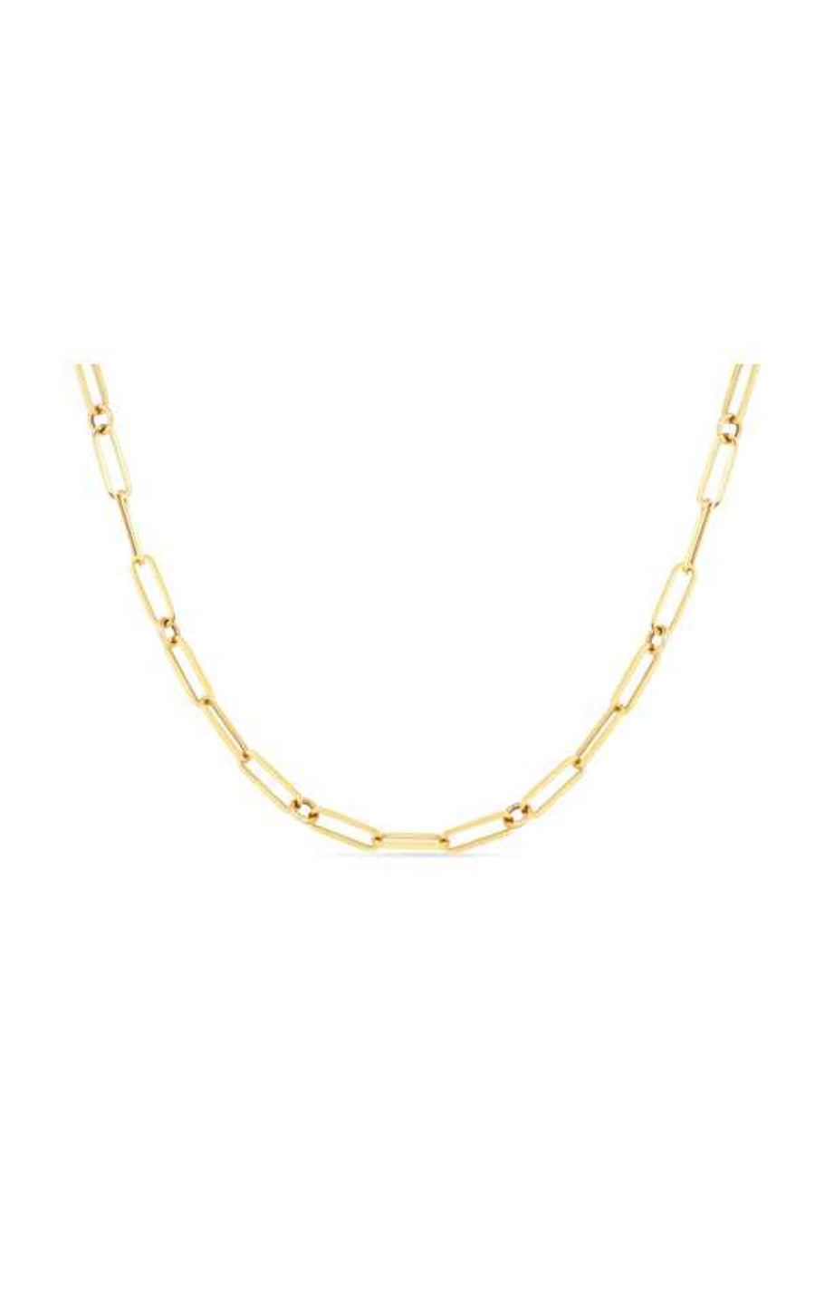 Paperclip and Round Link Chain in 18K Yellow Gold, 17"