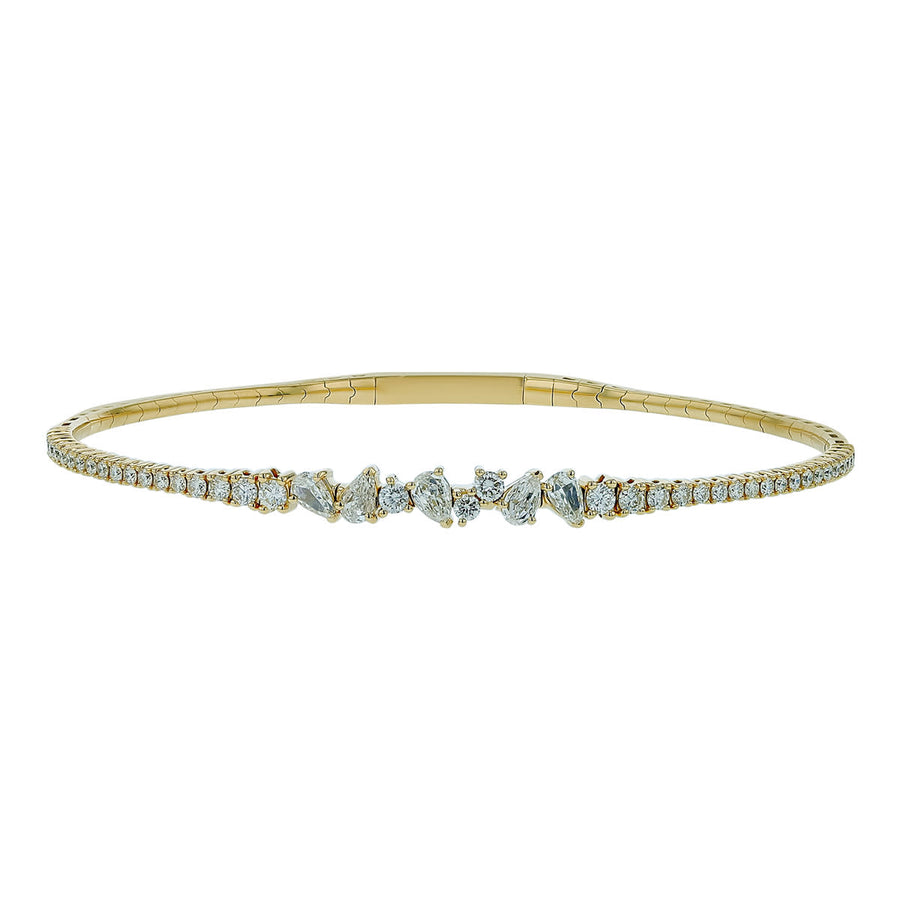 0.77ct Round Crisscut L'amour Diamond and 0.36ct Pear Crisscut L'amour Diamond Bracelet in 14K Yellow Gold
