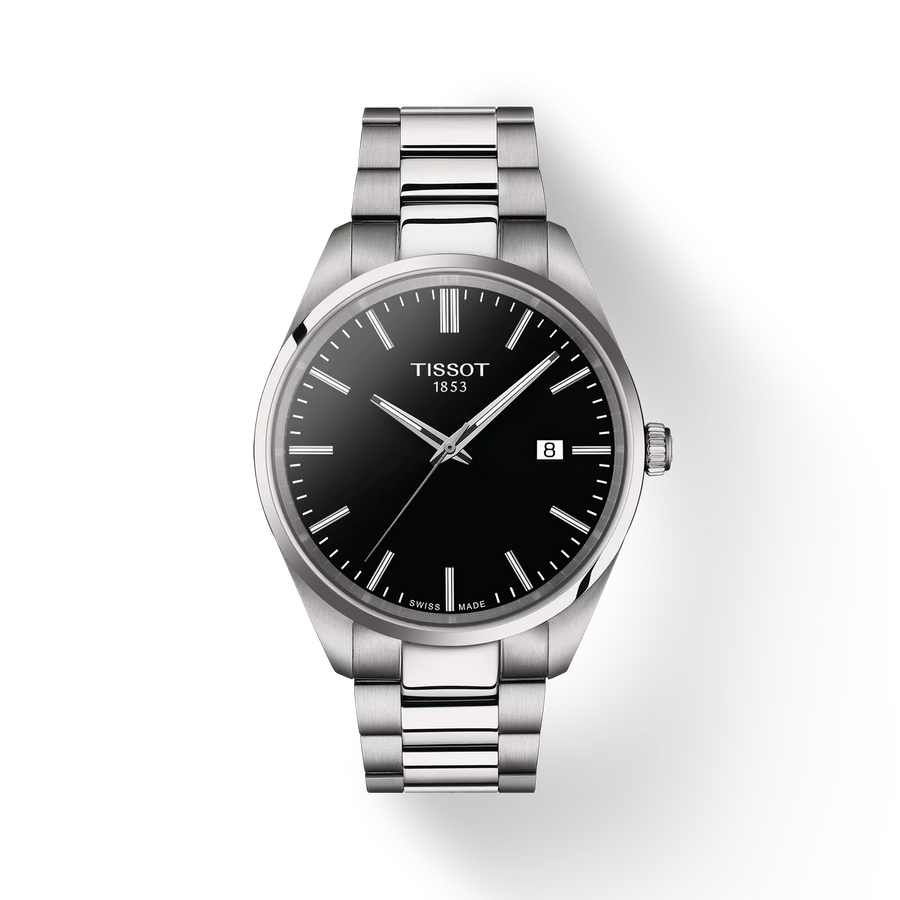 40mm PR 100 Watch with Black Dial in Stainless Steel, Bracelet