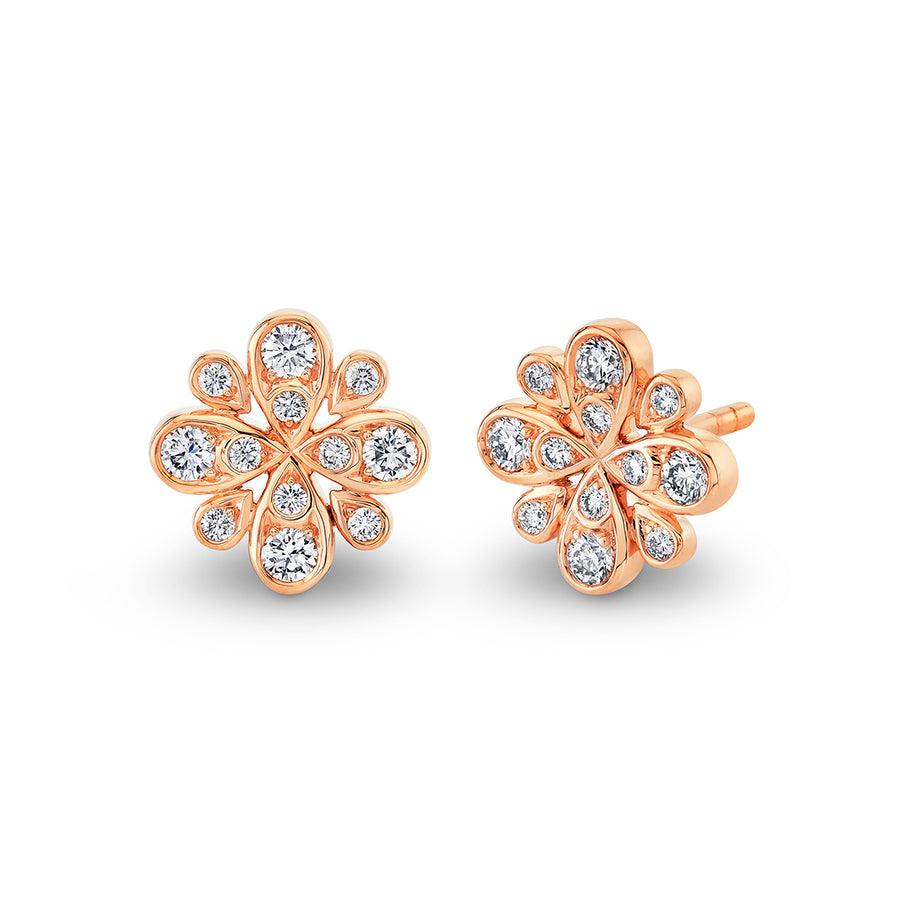 Scallop Jubilee 0.35ct Diamond 10mm Stud Earrings in 18K Rose Gold