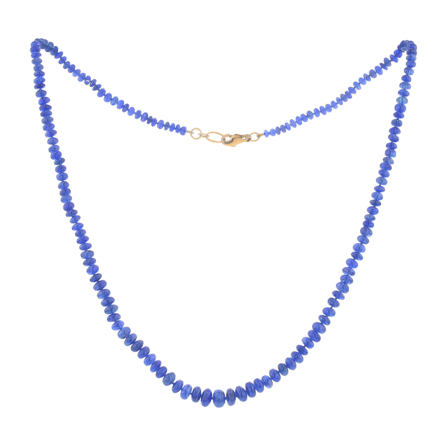 3.30 to 5.90mm Graduated Sapphire (H) Bead Necklace in 18k Yellow Gold 18"
