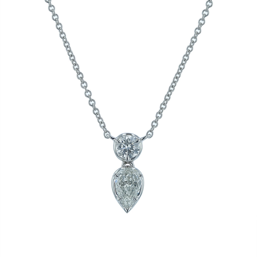 Love Lux 0.67ct Crisscut L'amour Diamond Mixed Shape Pendant in 14K White Gold, 18" chain