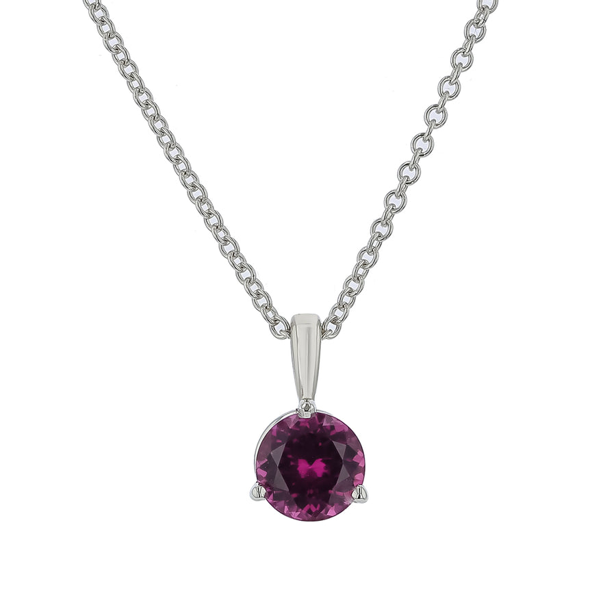 1.01ct Umba Garnet Solitaire Pendant in 18K White Gold, 18" chain
