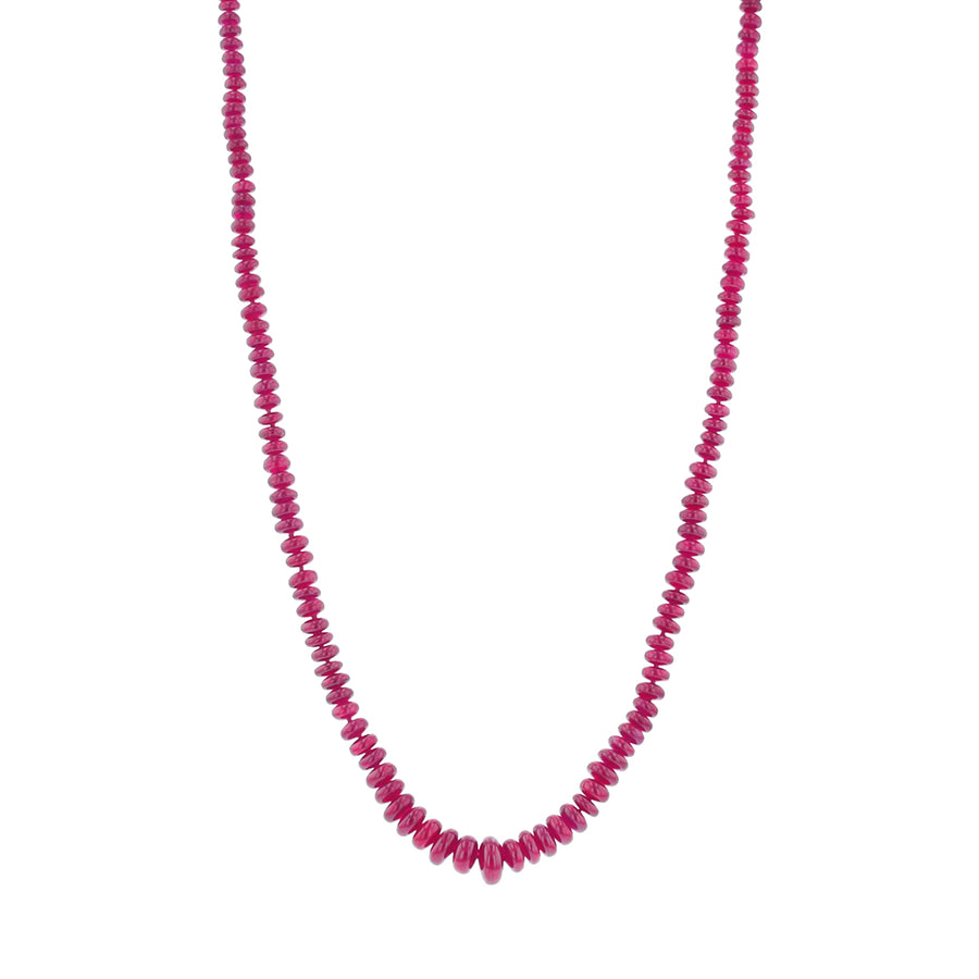 3.90-7.65mm Graduated Ruby Bead Necklace in 18k Yellow Gold, 18"