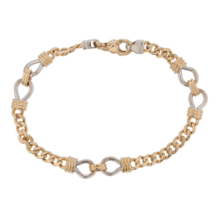 8" Curb Link Bracelet in 18K Yellow and White Gold