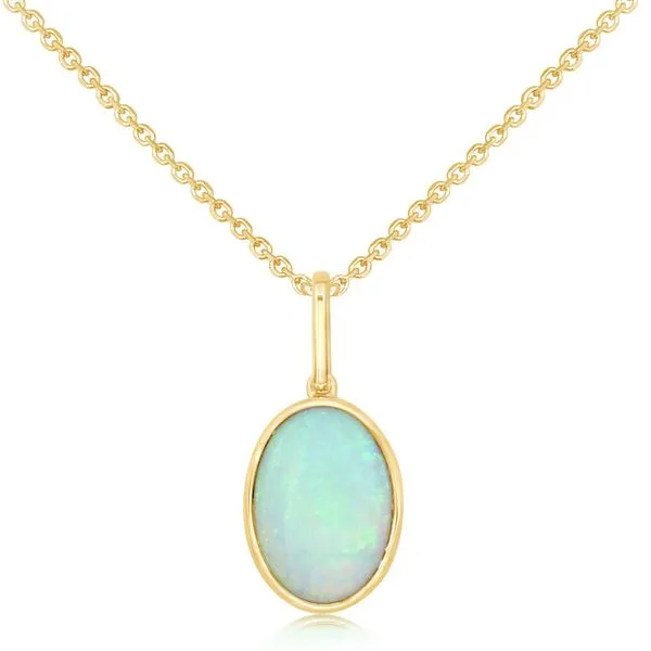 0.75ct Australian Opal Oval in 14K Yellow Gold, without chain