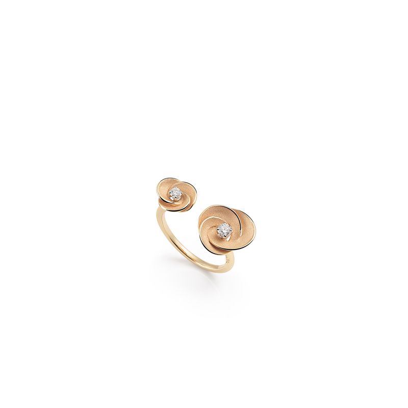 Desert Rose 0.16ct Diamond Ring in 18K Orange Apricot Gold, size 6