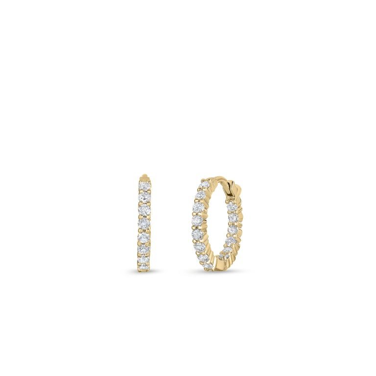 Diamond Inside Out Hoop Earrings in 18K Yellow Gold